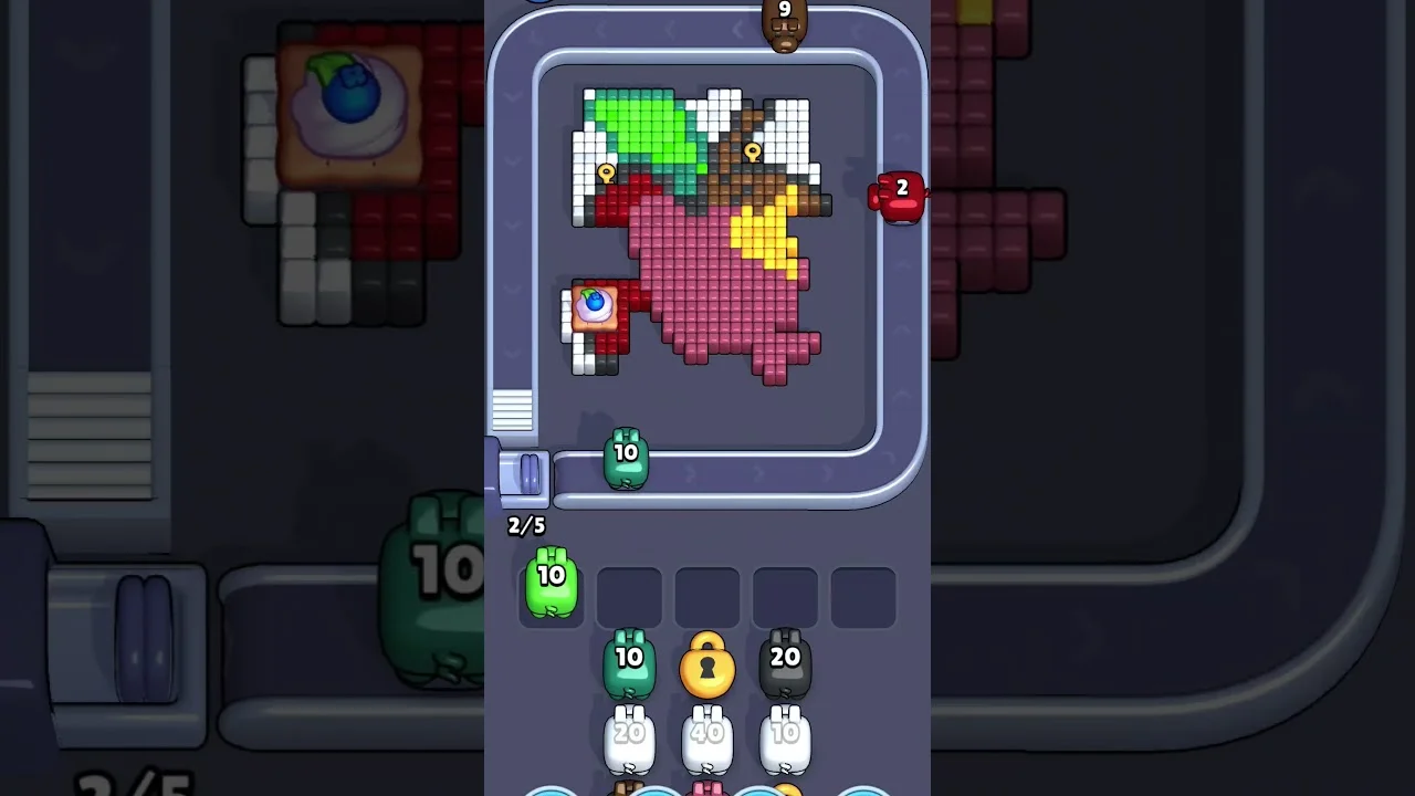 Pixel Flow Level 1990 grid layout and solution screenshot