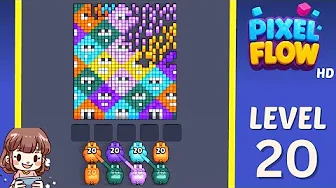 Pixel Flow Level 20 grid layout and solution screenshot