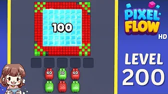 Pixel Flow Level 200 grid layout and solution screenshot