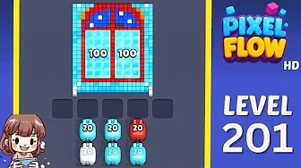 Pixel Flow Level 201 grid layout and solution screenshot