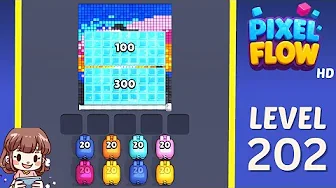 Pixel Flow Level 202 grid layout and solution screenshot