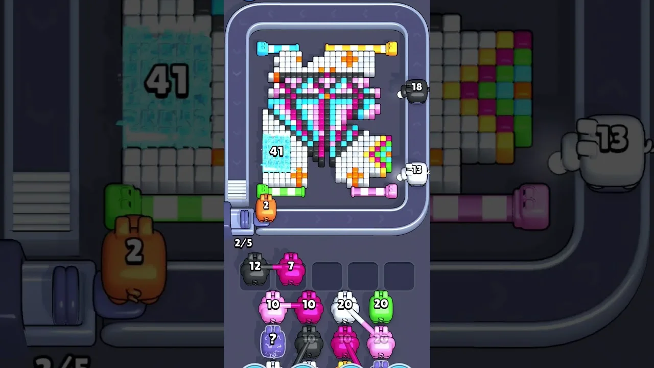 Pixel Flow Level 2038 grid layout and solution screenshot