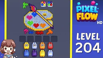Pixel Flow Level 204 grid layout and solution screenshot