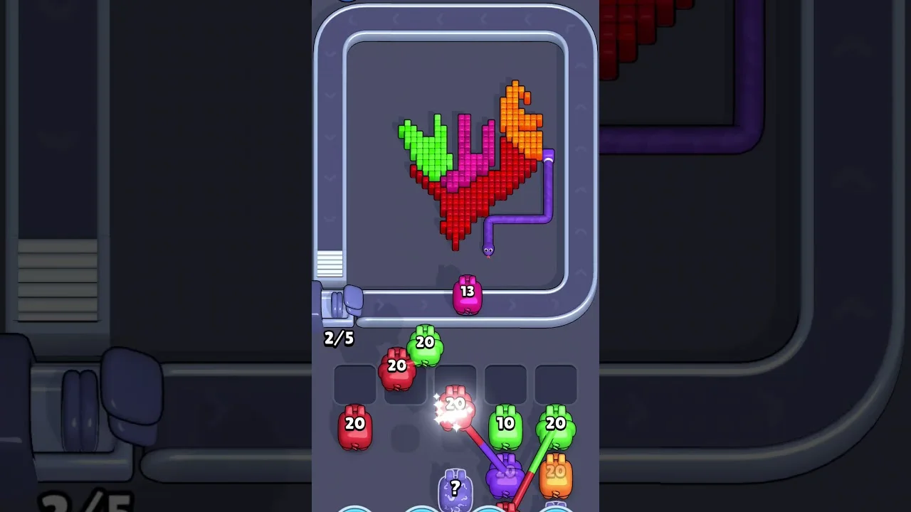 Pixel Flow Level 2058 grid layout and solution screenshot