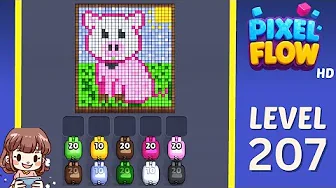 Pixel Flow Level 207 grid layout and solution screenshot