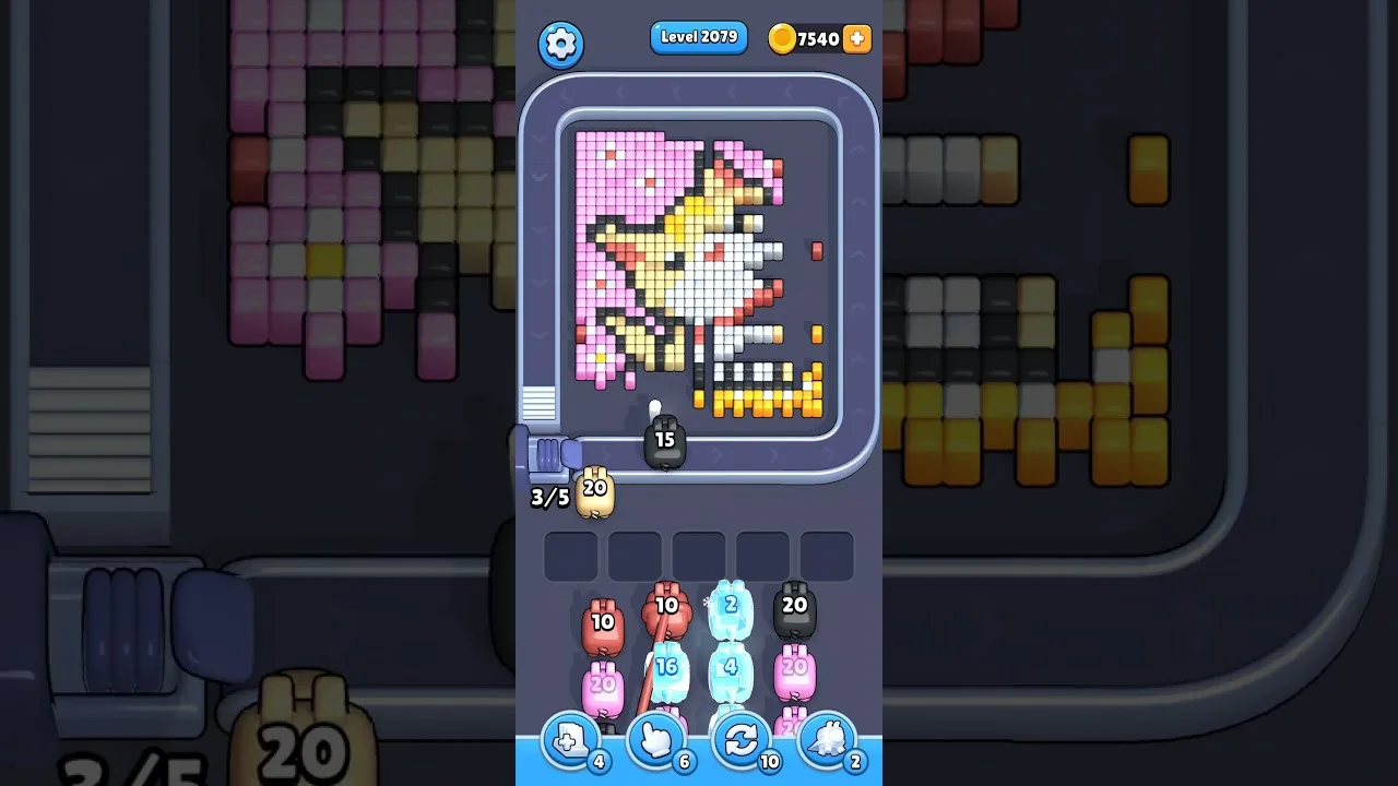 Pixel Flow Level 2079 grid layout and solution screenshot