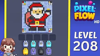 Pixel Flow Level 208 grid layout and solution screenshot