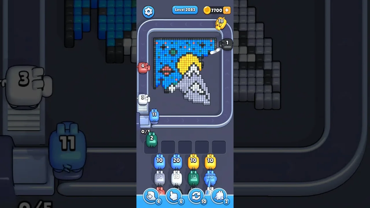 Pixel Flow Level 2083 grid layout and solution screenshot