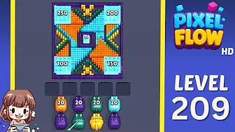 Pixel Flow Level 209 grid layout and solution screenshot