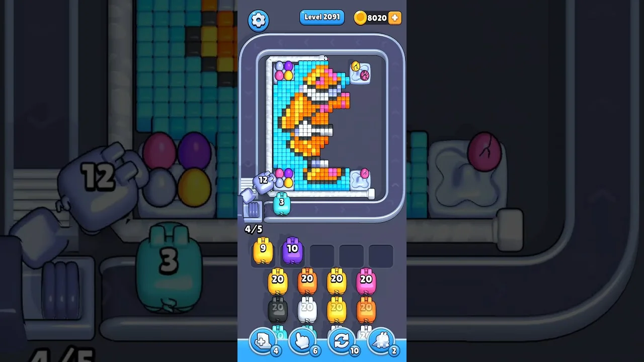 Pixel Flow Level 2091 grid layout and solution screenshot