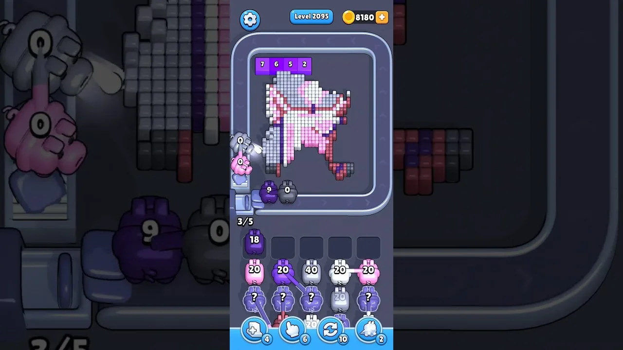 Pixel Flow Level 2095 grid layout and solution screenshot