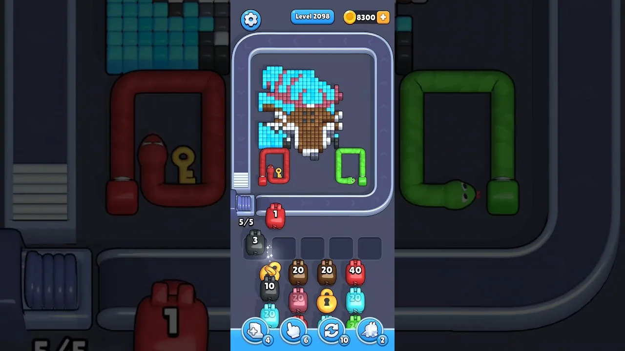 Pixel Flow Level 2098 grid layout and solution screenshot
