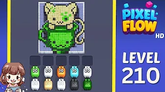 Pixel Flow Level 210 grid layout and solution screenshot