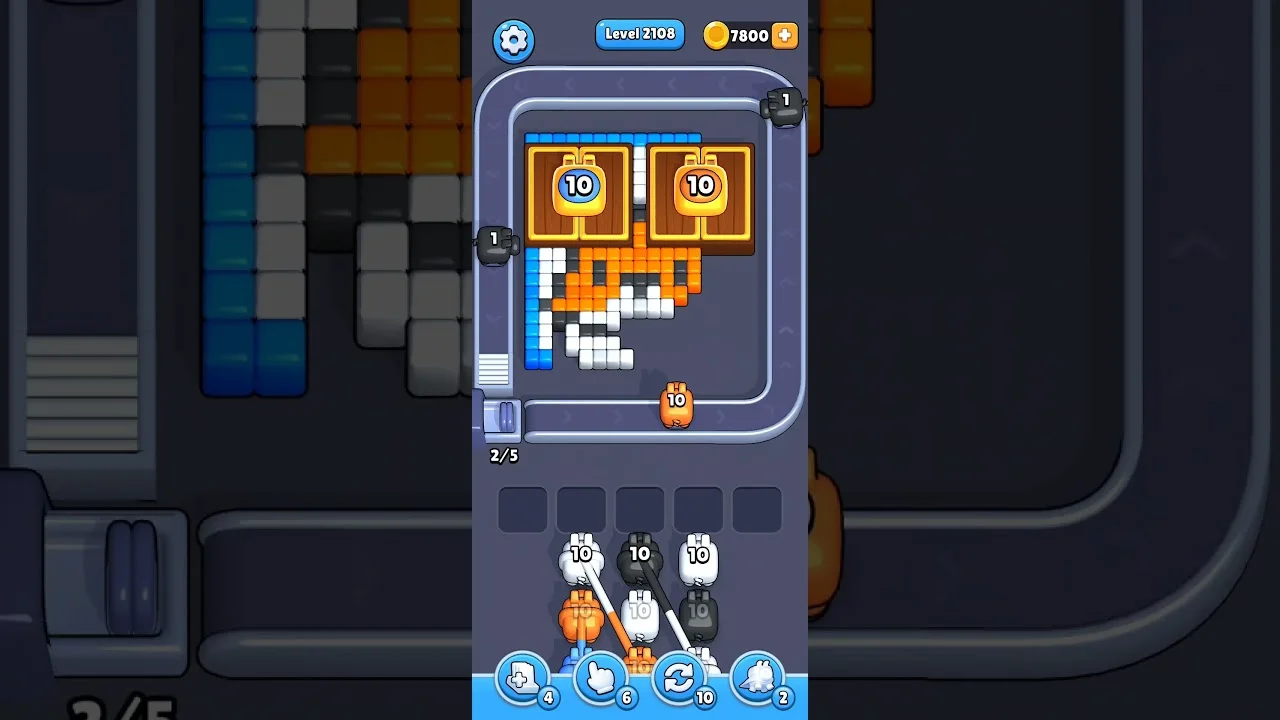 Pixel Flow Level 2108 grid layout and solution screenshot