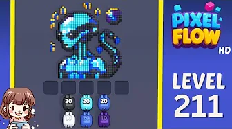Pixel Flow Level 211 grid layout and solution screenshot