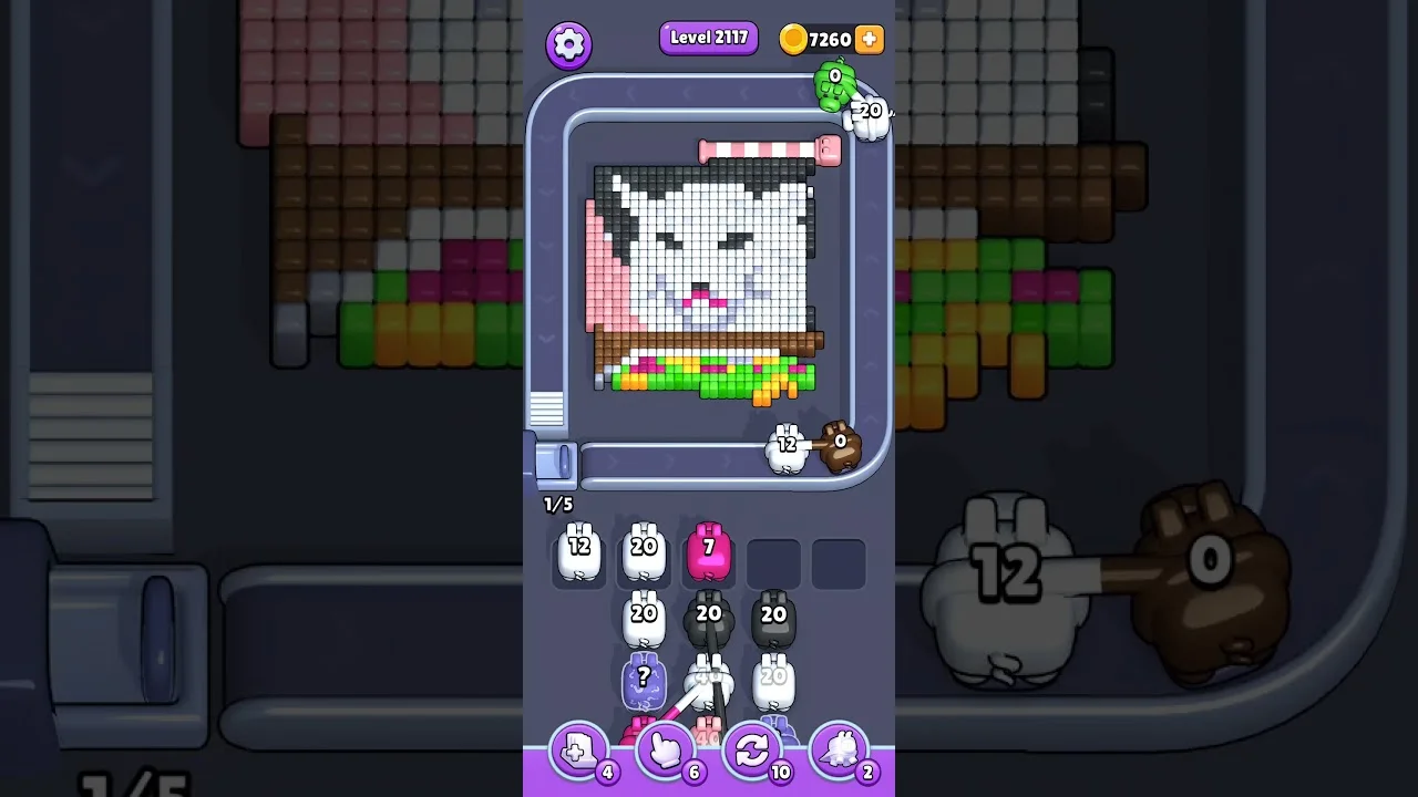 Pixel Flow Level 2117 grid layout and solution screenshot