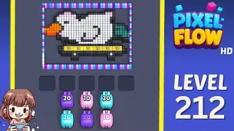 Pixel Flow Level 212 grid layout and solution screenshot