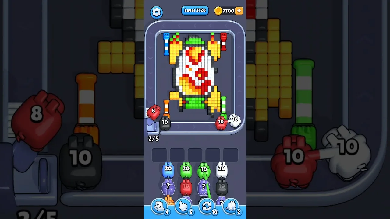 Pixel Flow Level 2128 grid layout and solution screenshot