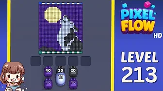 Pixel Flow Level 213 grid layout and solution screenshot