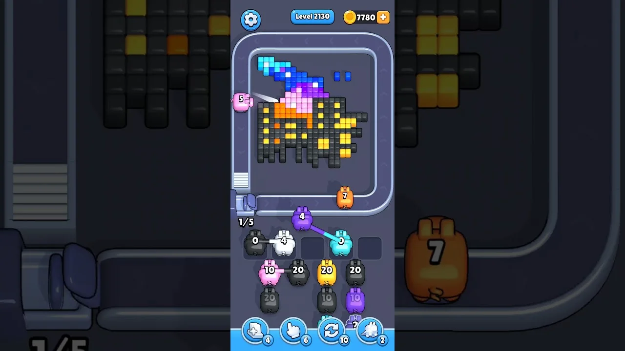 Pixel Flow Level 2130 grid layout and solution screenshot