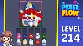 Pixel Flow Level 214 grid layout and solution screenshot
