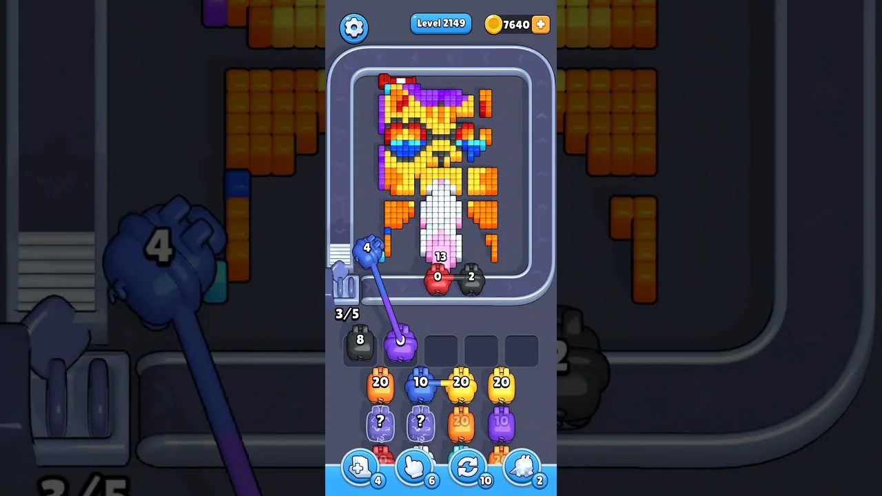 Pixel Flow Level 2149 grid layout and solution screenshot
