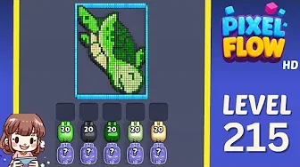 Pixel Flow Level 215 grid layout and solution screenshot
