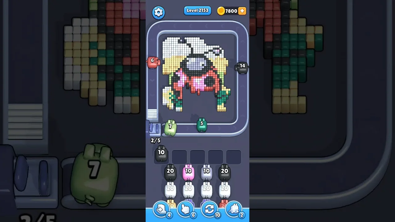 Pixel Flow Level 2153 grid layout and solution screenshot