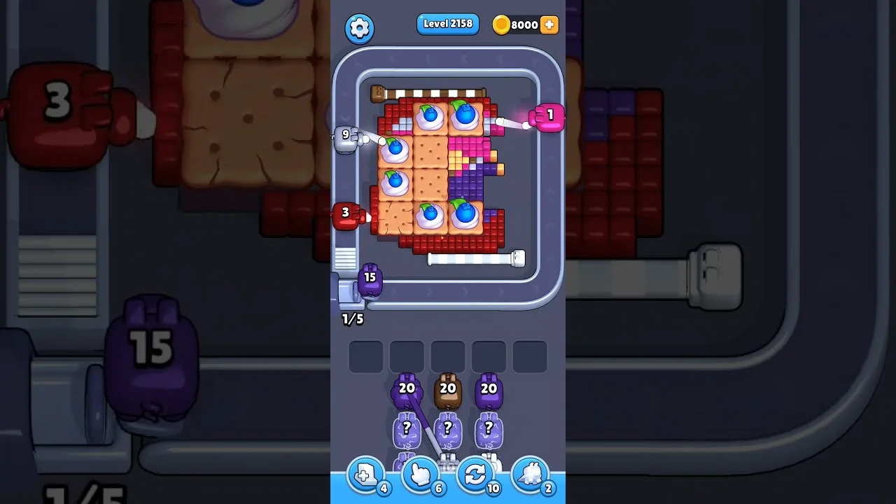 Pixel Flow Level 2158 grid layout and solution screenshot