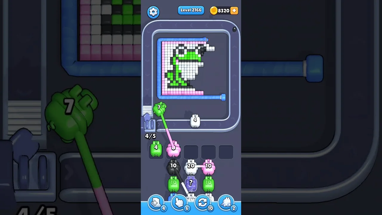 Pixel Flow Level 2166 grid layout and solution screenshot