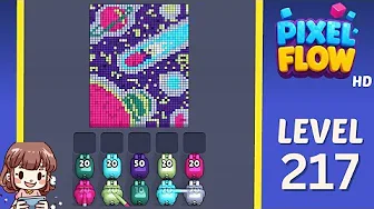 Pixel Flow Level 217 grid layout and solution screenshot