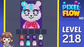Pixel Flow Level 218 grid layout and solution screenshot