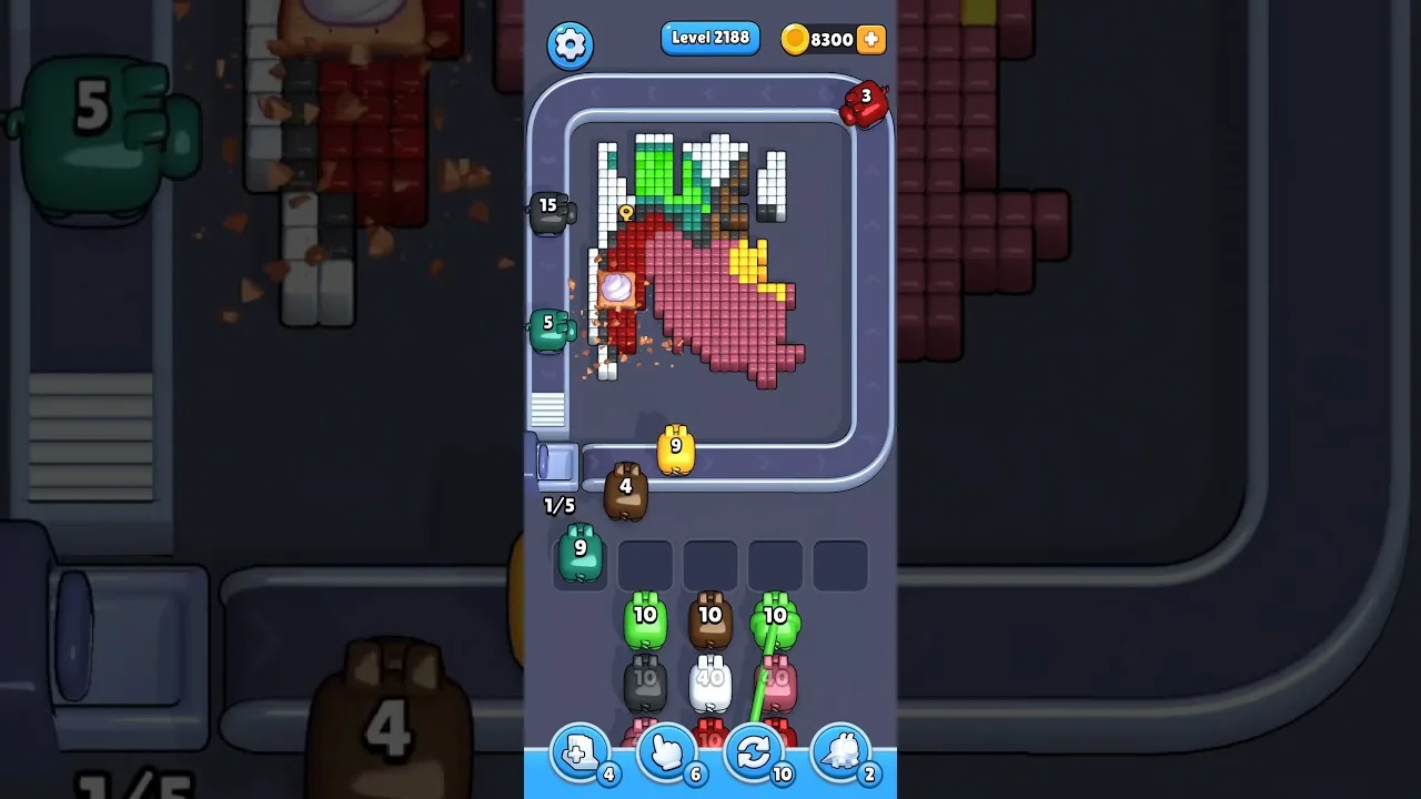 Pixel Flow Level 2188 grid layout and solution screenshot