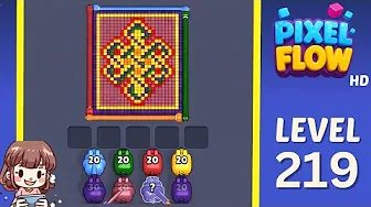 Pixel Flow Level 219 grid layout and solution screenshot