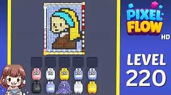 Pixel Flow Level 220 grid layout and solution screenshot
