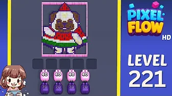 Pixel Flow Level 221 grid layout and solution screenshot