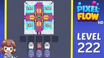 Pixel Flow Level 222 grid layout and solution screenshot