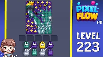 Pixel Flow Level 223 grid layout and solution screenshot