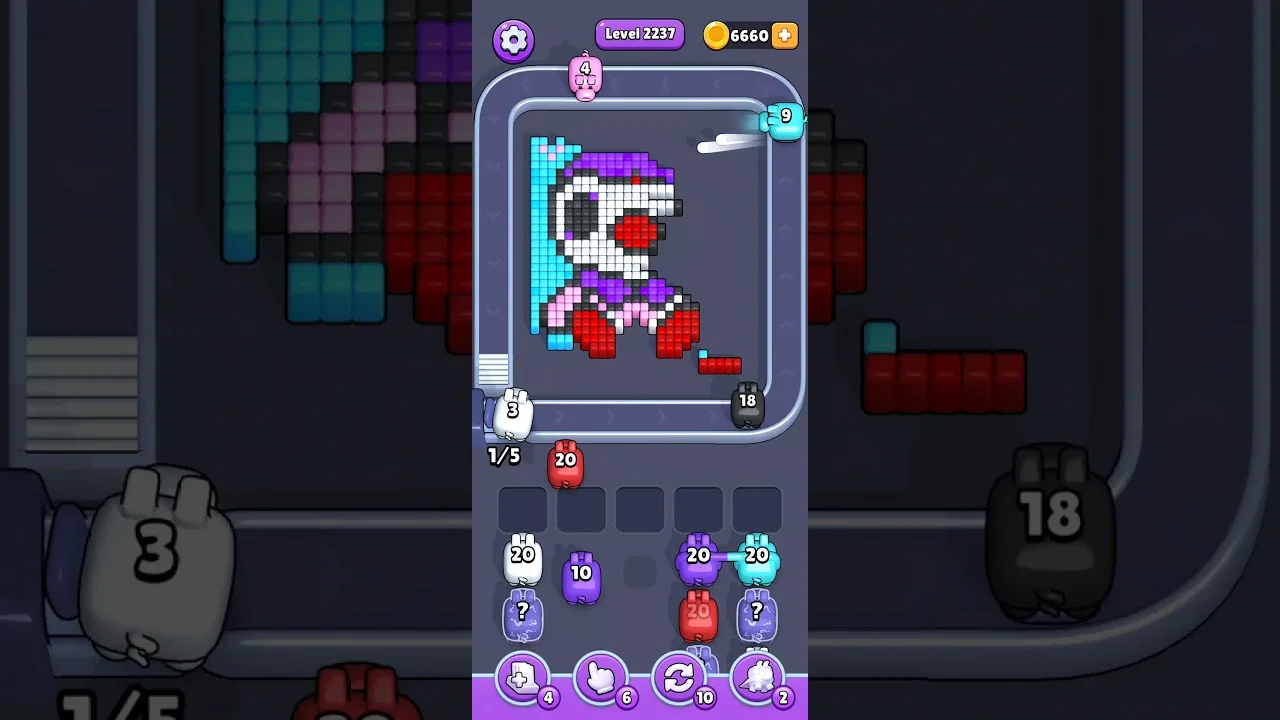 Pixel Flow Level 2237 grid layout and solution screenshot