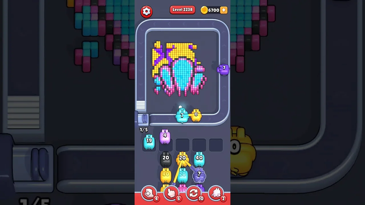 Pixel Flow Level 2238 grid layout and solution screenshot