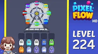 Pixel Flow Level 224 grid layout and solution screenshot