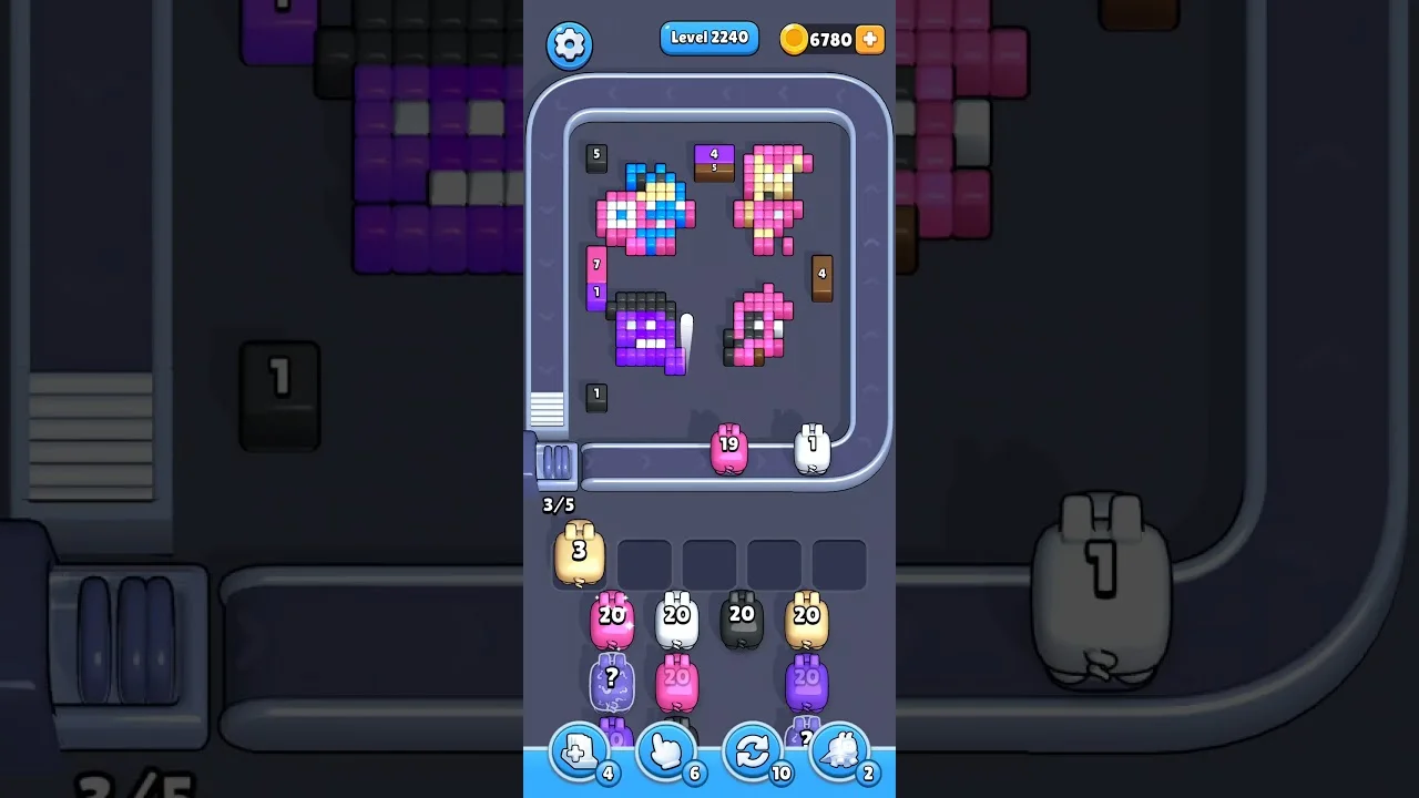 Pixel Flow Level 2240 grid layout and solution screenshot