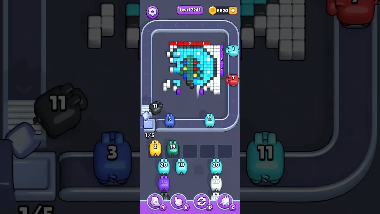 Pixel Flow Level 2241 grid layout and solution screenshot