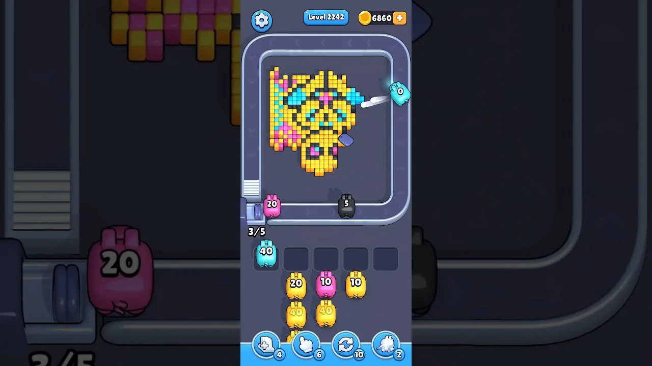 Pixel Flow Level 2242 grid layout and solution screenshot