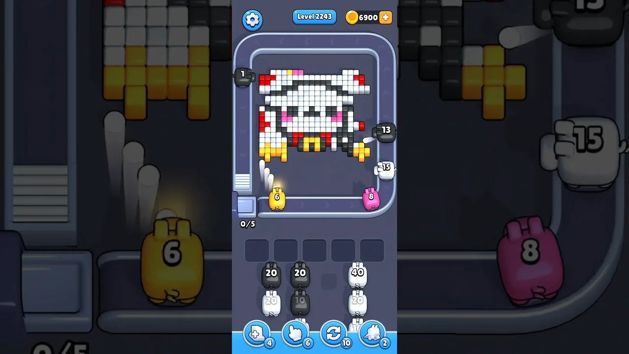 Pixel Flow Level 2243 grid layout and solution screenshot
