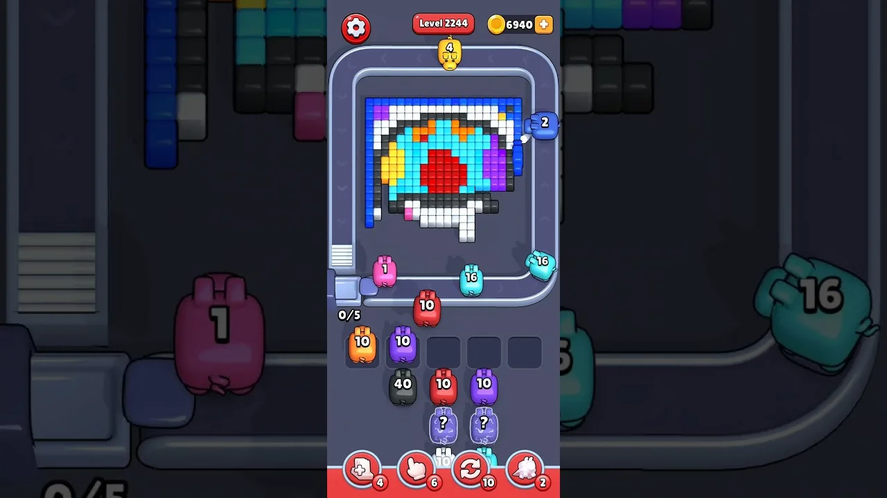 Pixel Flow Level 2244 grid layout and solution screenshot