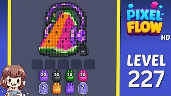 Pixel Flow Level 227 grid layout and solution screenshot