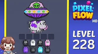 Pixel Flow Level 228 grid layout and solution screenshot