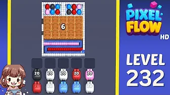 Pixel Flow Level 232 grid layout and solution screenshot