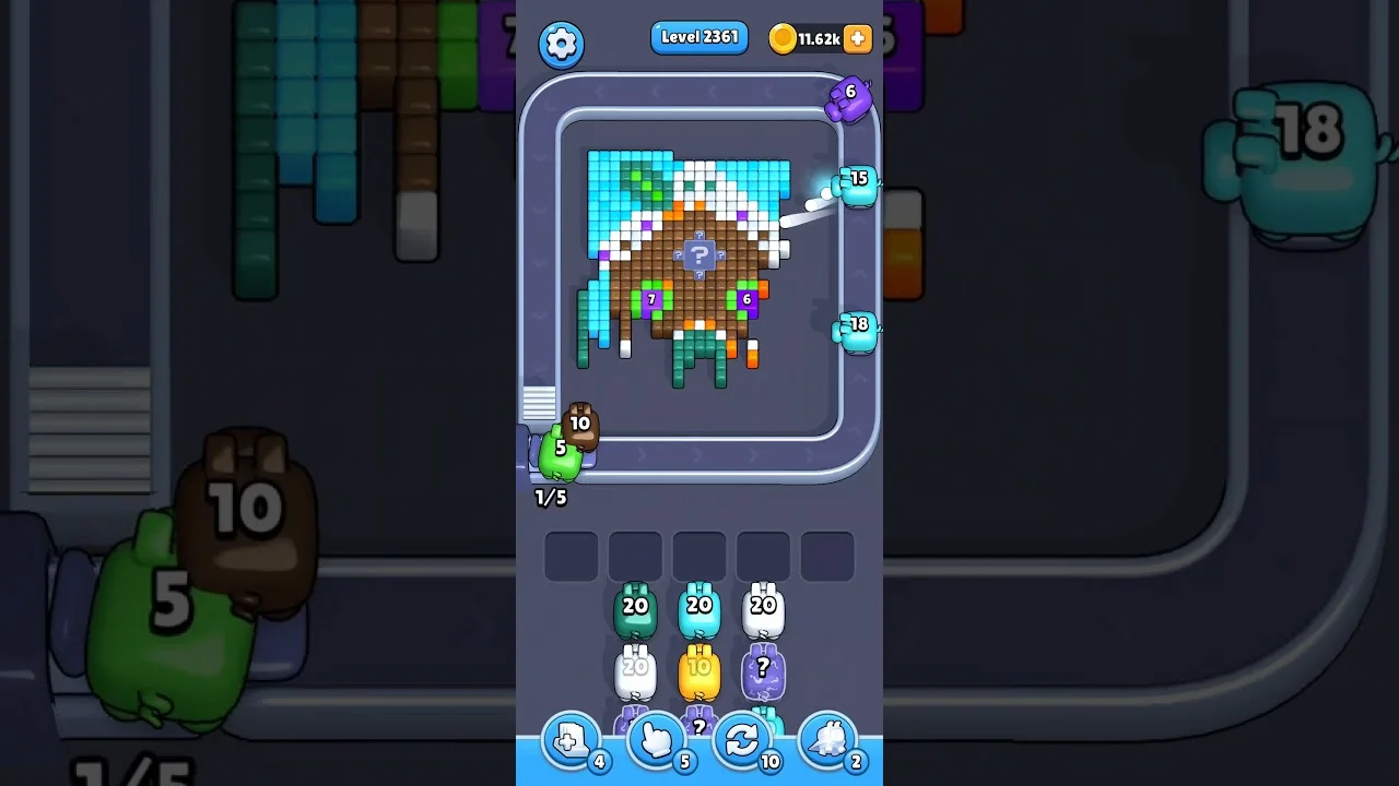 Pixel Flow Level 2361 grid layout and solution screenshot